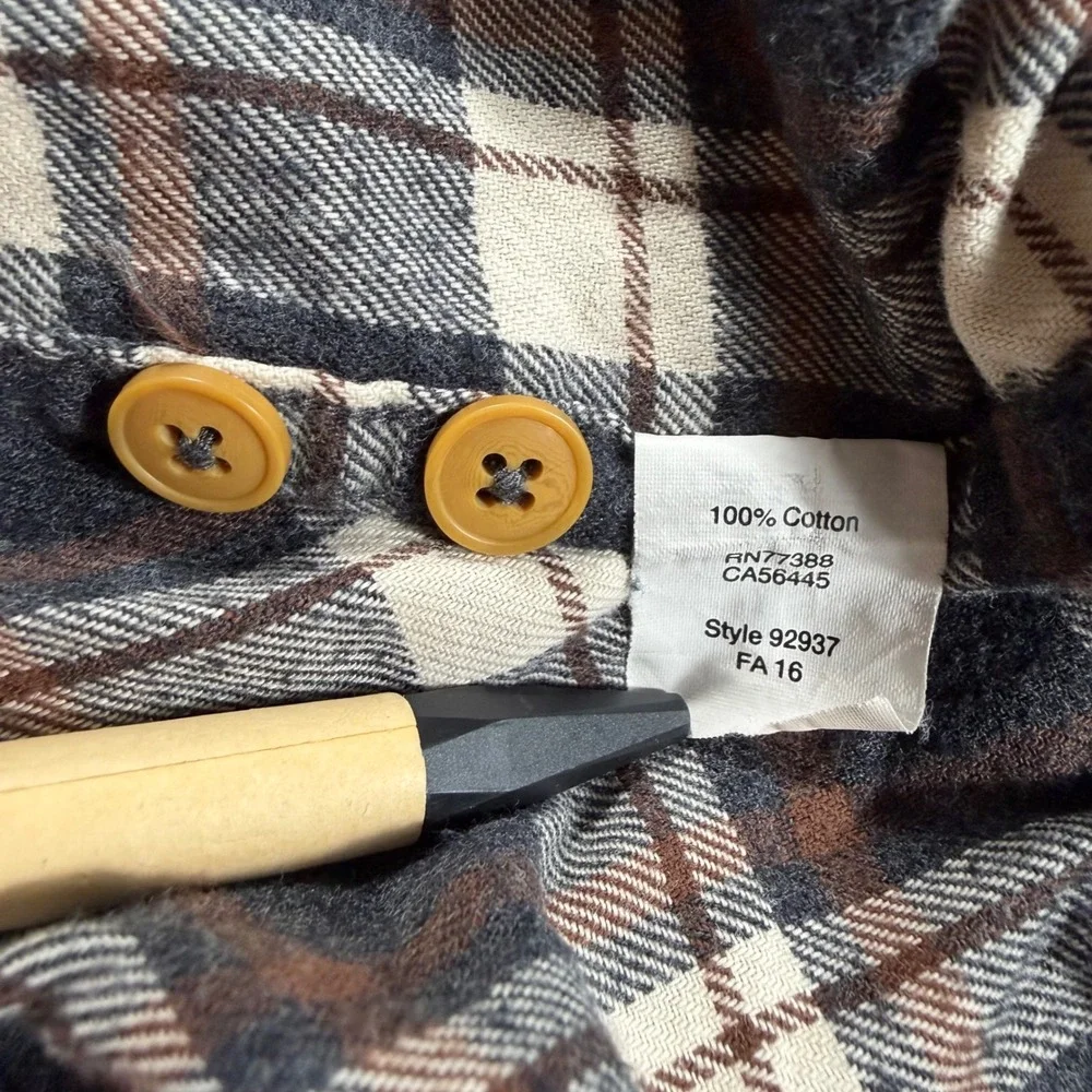 J Crew Flannel Shirt Slim Fit‎ Plaid Button Down Long Sleeve Men's L Yellow Gray